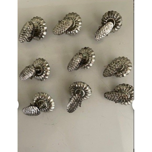 Vintage 50s 60s Silver Christmas Tree Candle Holder Clips Set of 9 - Picture 2 of 3